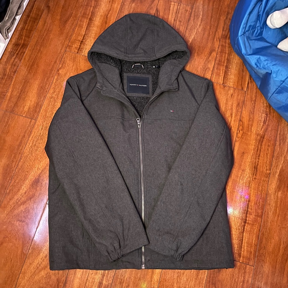 Dark Grey Tommy Hilfiger jacket with zipper pockets